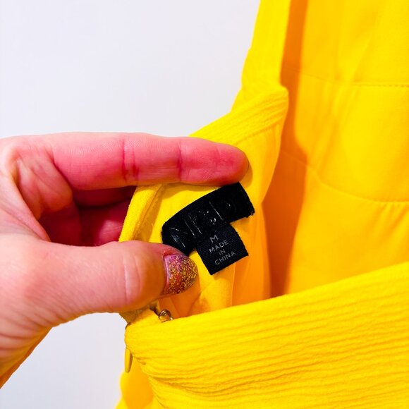 NBD Tweets Yellow Ruffled Open-Back Halter Mini Dress | Medium * - Picture 8 of 9